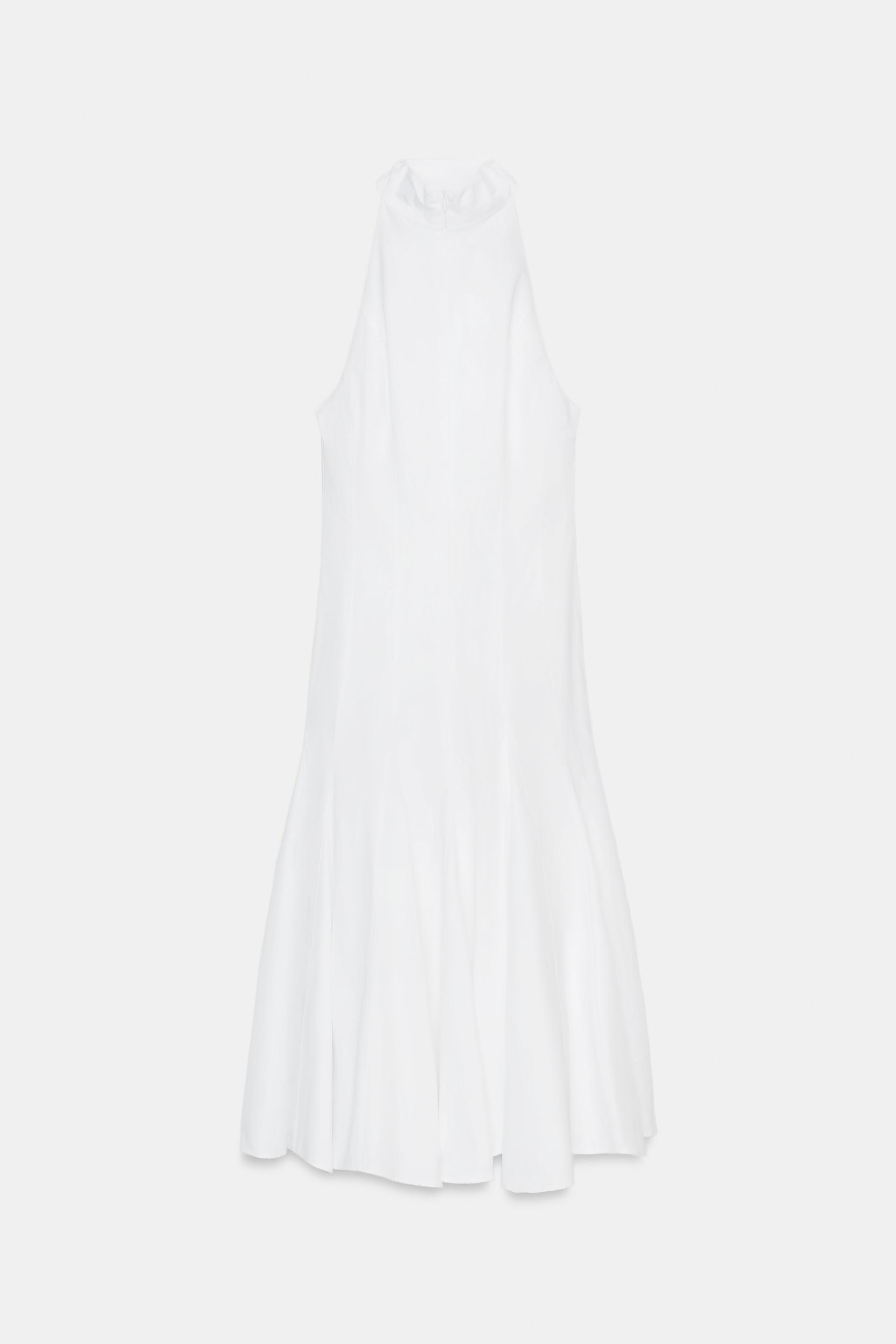 GODET HALTER MIDI DRESS